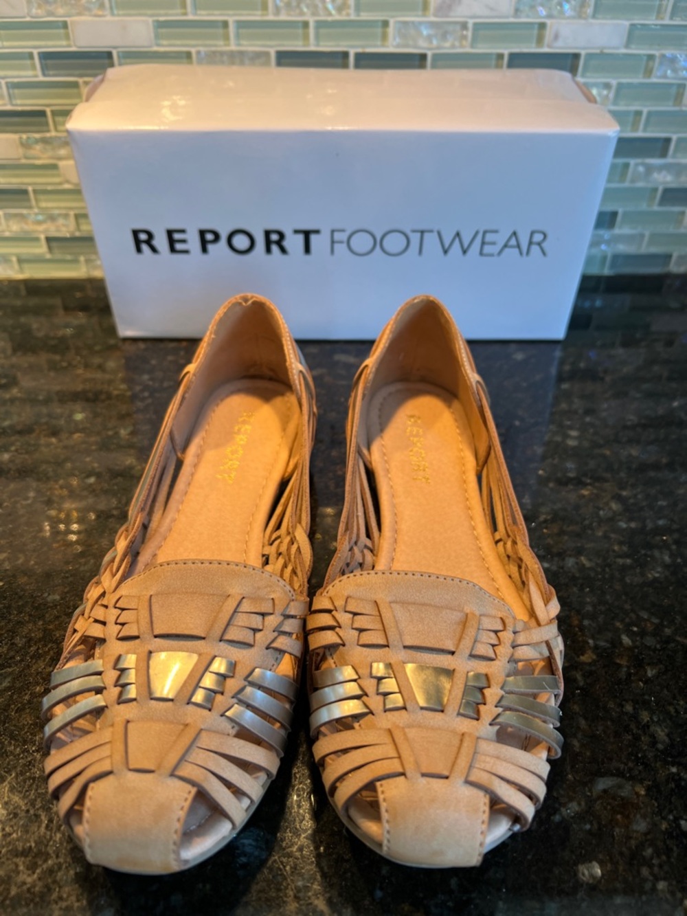 Women's Tan Woven Slip-On Flats Size 8